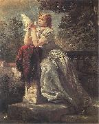 Wojciech Gerson Girl with a pigeon. oil
